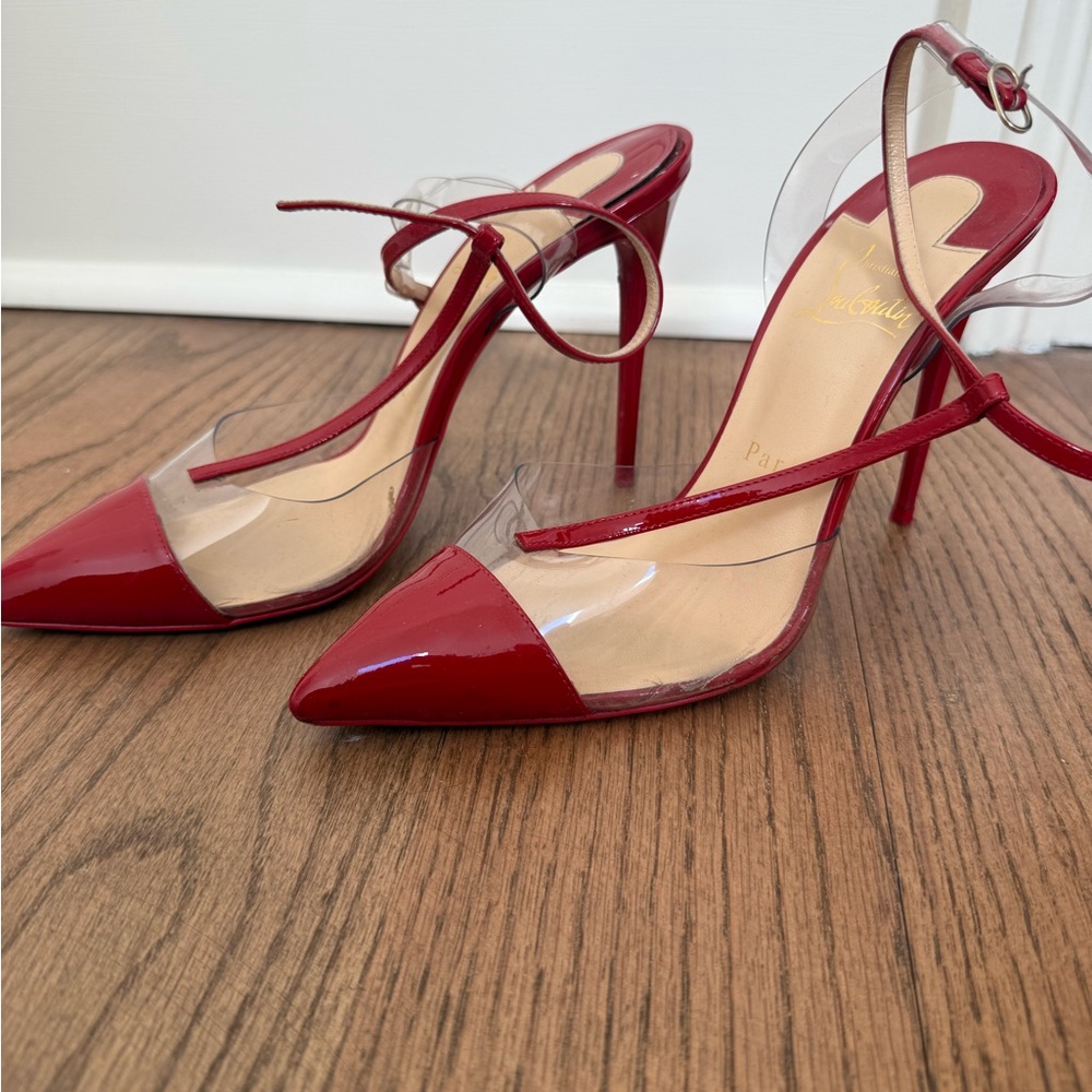 Christian Louboutin Red and Clear Heels